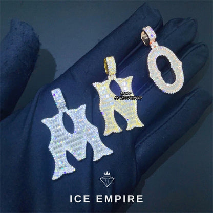 Iced Out 10K Gold Moissanite Pendant