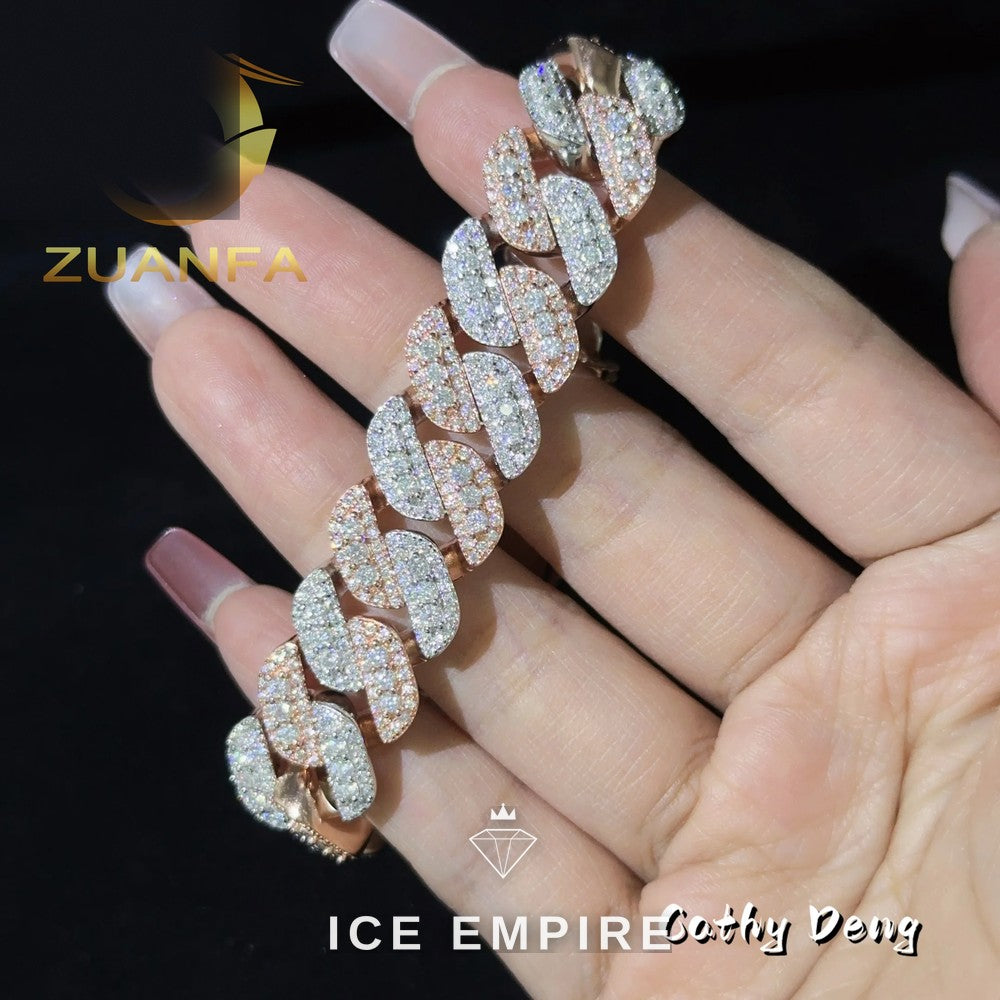 Iced Out Rose Gold Plated Moissanite Cuban Chain
