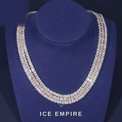 Iced Out Baguette Rose Gold Plated Moissanite Cuban Chain