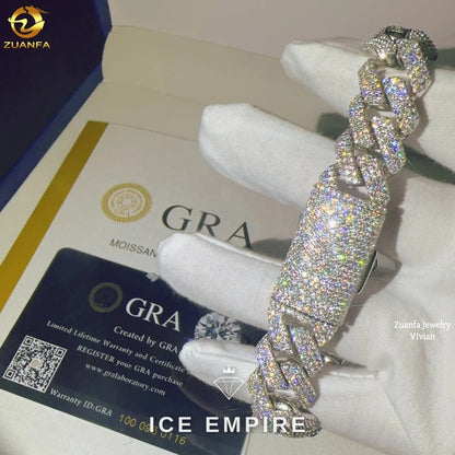 Iced Out 925 Silver Moissanite Cuban Chain