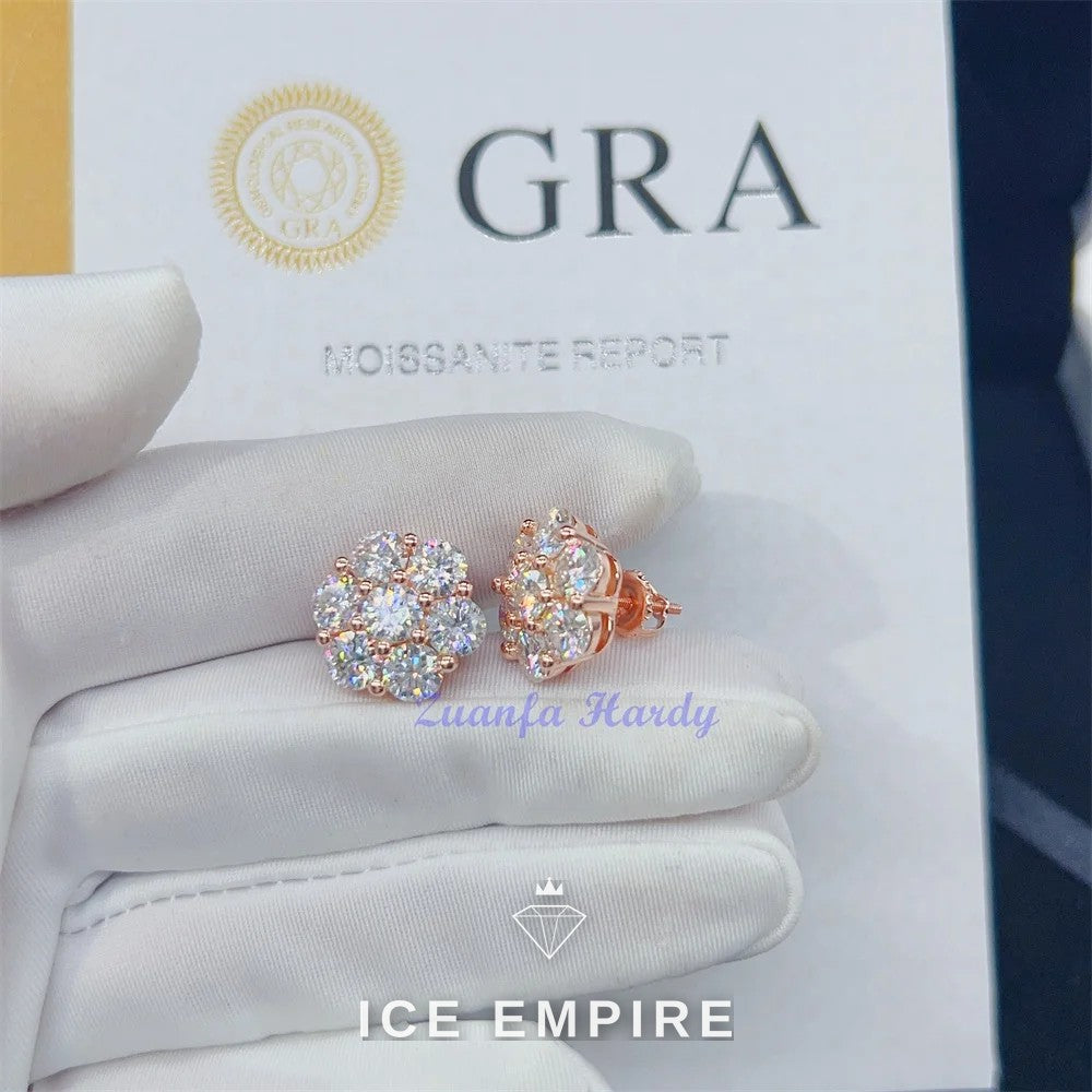 Iced Out 925 Silver Moissanite Stud Earrings