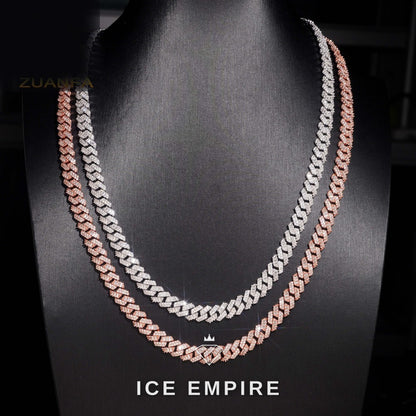 Iced Out Baguette Rose Gold Plated Moissanite Cuban Chain