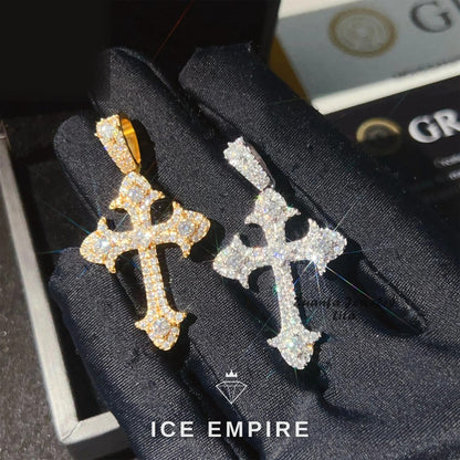 Iced Out Cross 925 Silver Pendant