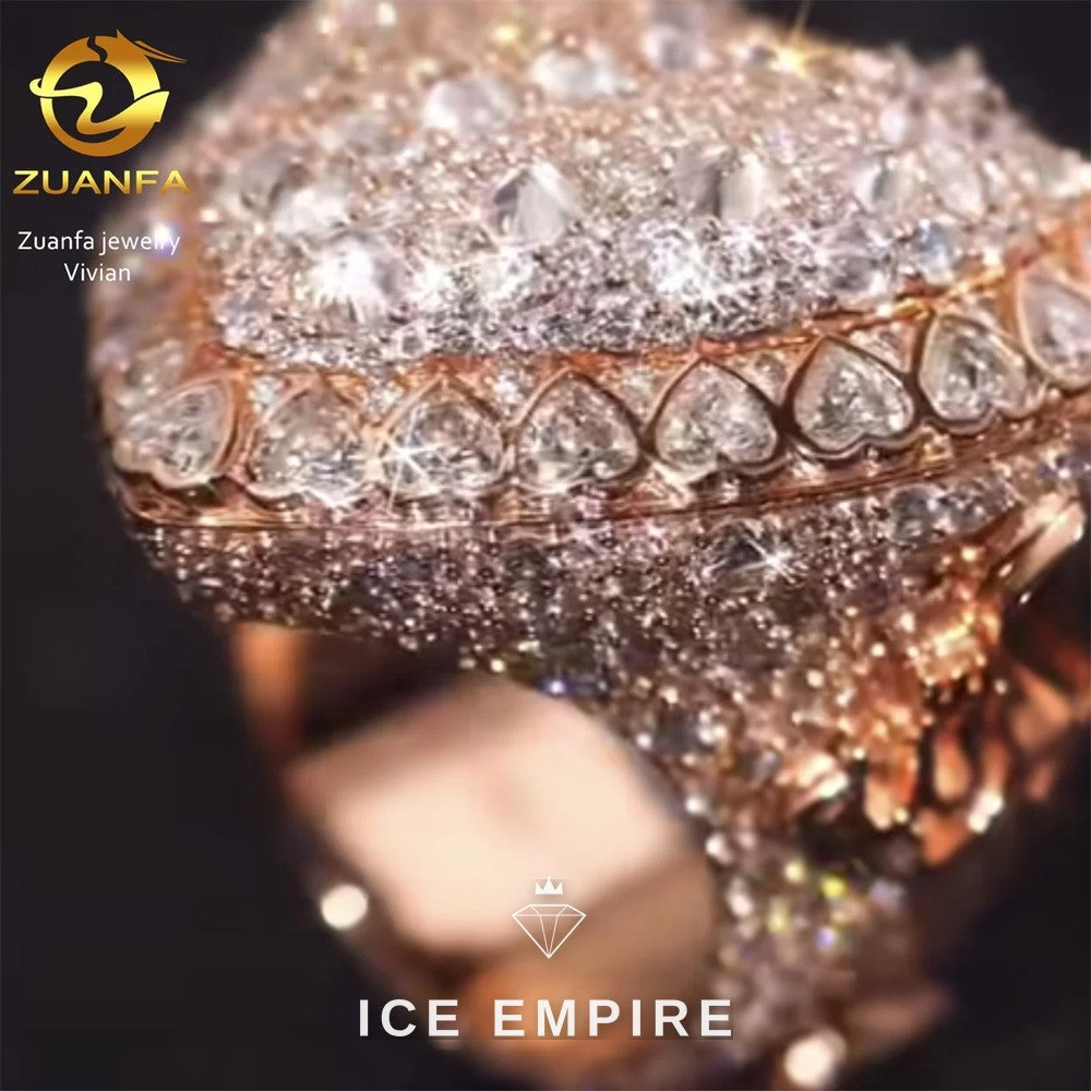 Iced Out Rose Gold Plated Moissanite Ring
