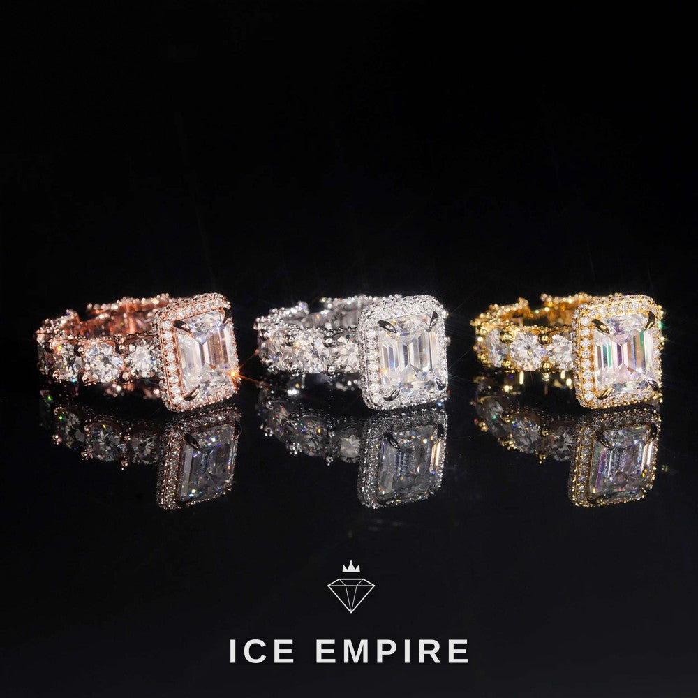 Iced Out 925 Silver Moissanite Engagement Ring