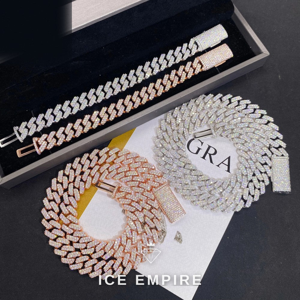 Iced Out Rose Gold Moissanite Cuban Chain
