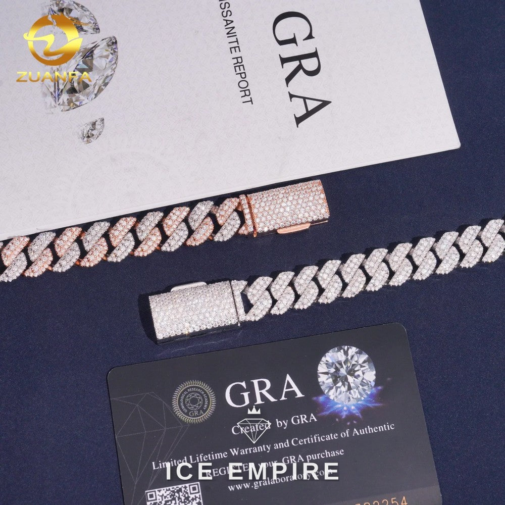 Iced Out 925 Silver Moissanite Cuban Chain
