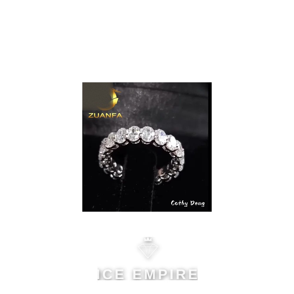 Iced Out 925 Silver Moissanite Wedding Band