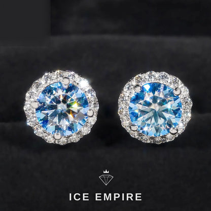 Iced Out 925 Silver Moissanite Stud Earrings