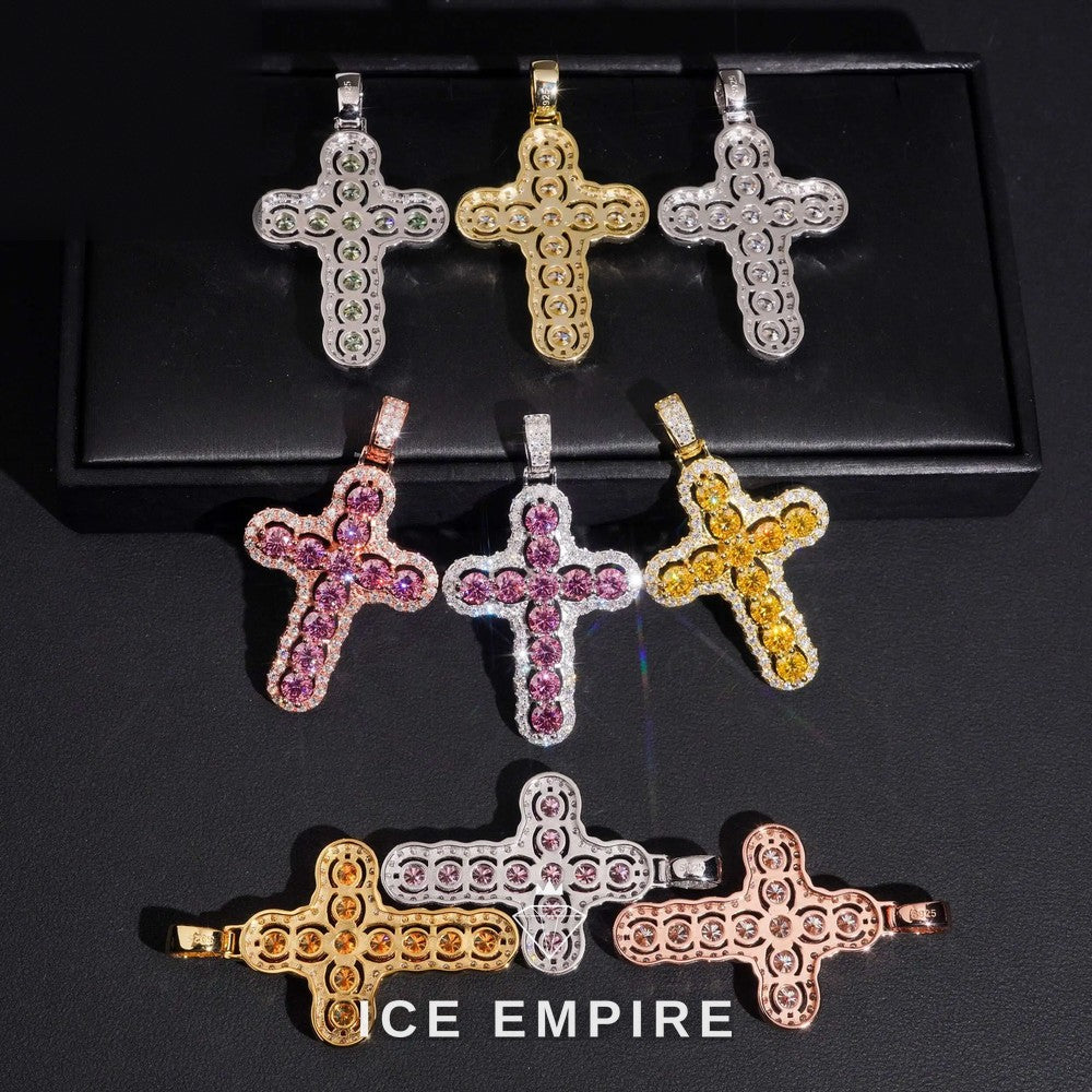 Iced Out Cross 925 Silver Moissanite Pendant