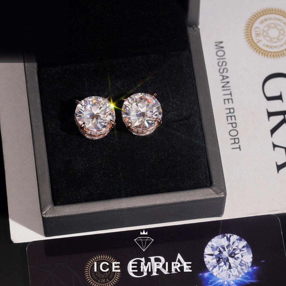 Iced Out 18K Gold Moissanite Stud Earrings