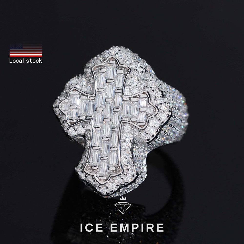 Iced Out Baguette Gold Plated Moissanite Ring