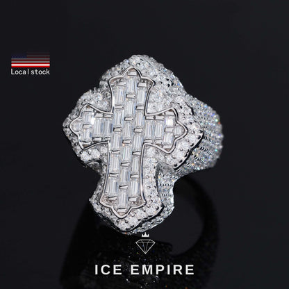 Iced Out Baguette Gold Plated Moissanite Ring