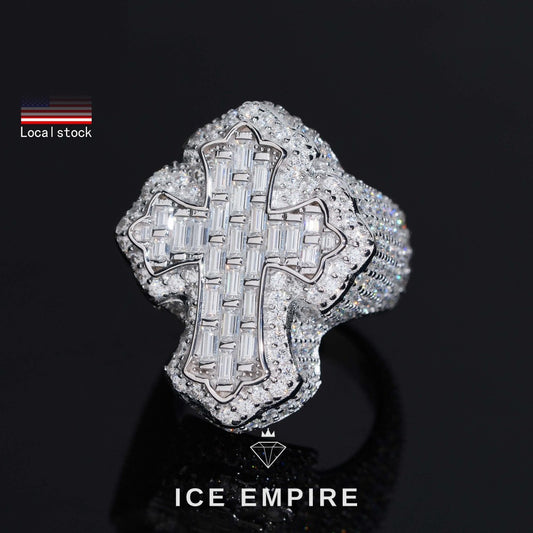 Iced Out Baguette Gold Plated Moissanite Ring