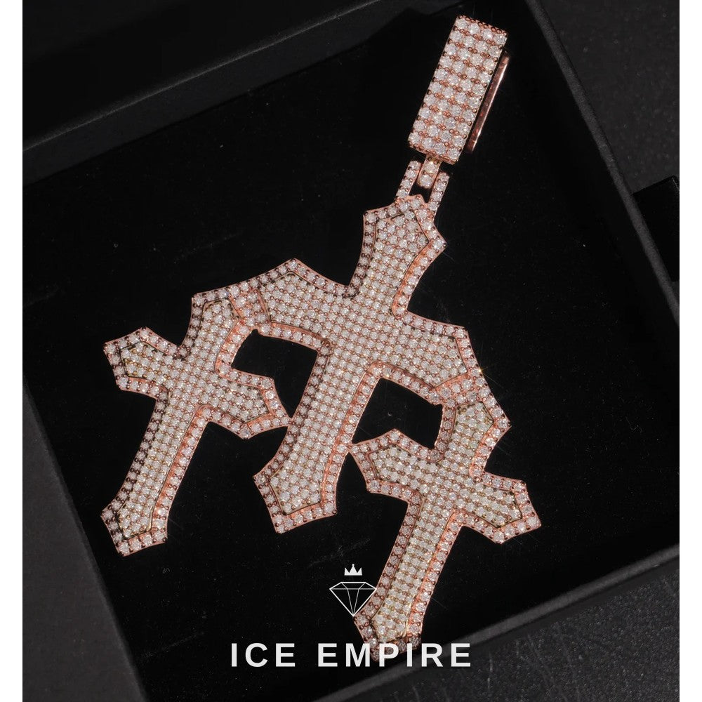 Iced Out Cross 925 Silver Pendant