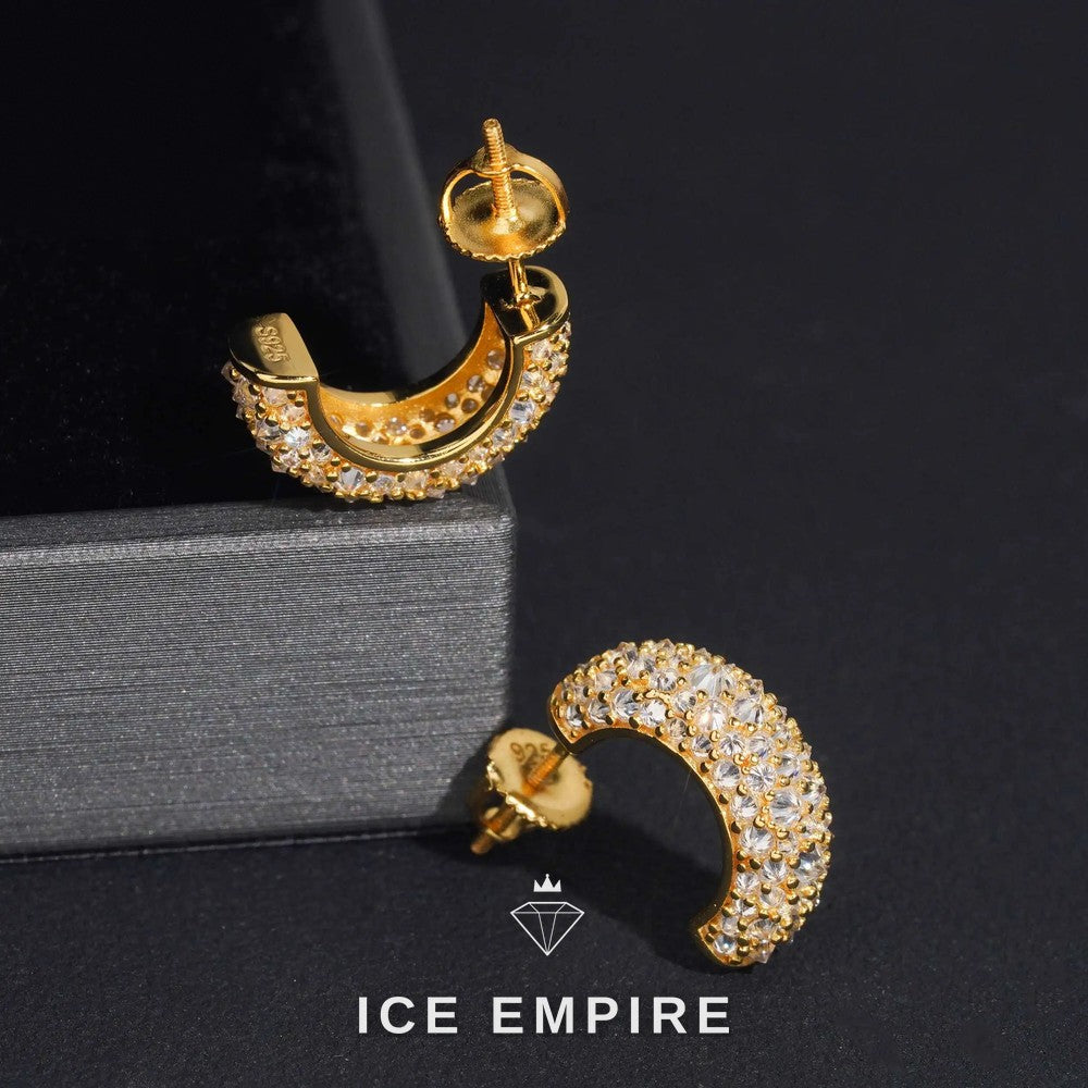Iced Out Rose Gold Plated Moissanite Hoop Earrings
