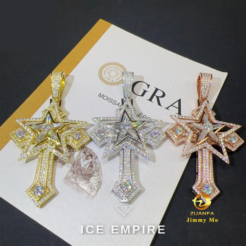 Iced Out Cross 925 Silver Pendant