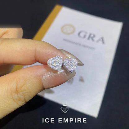 Iced Out Heart 925 Silver Moissanite Stud Earrings