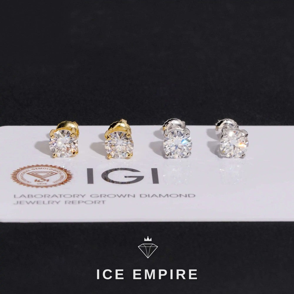 Iced Out 10K Gold Lab Grown Diamond Stud Earrings