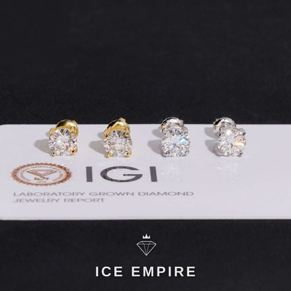 Iced Out 10K Gold Lab Grown Diamond Stud Earrings