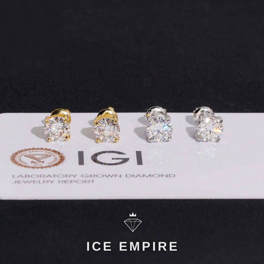 Iced Out 10K Gold Lab Grown Diamond Stud Earrings