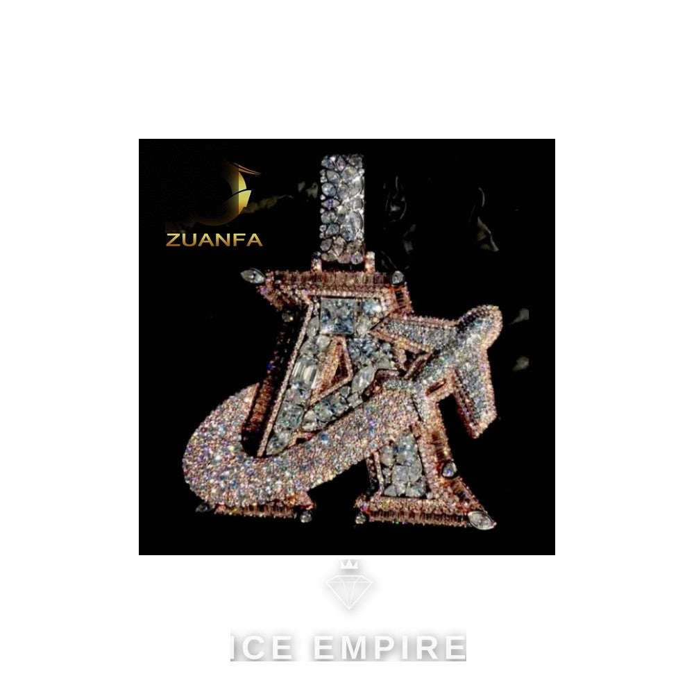 Iced Out Baguette Rose Gold Plated Moissanite Pendant