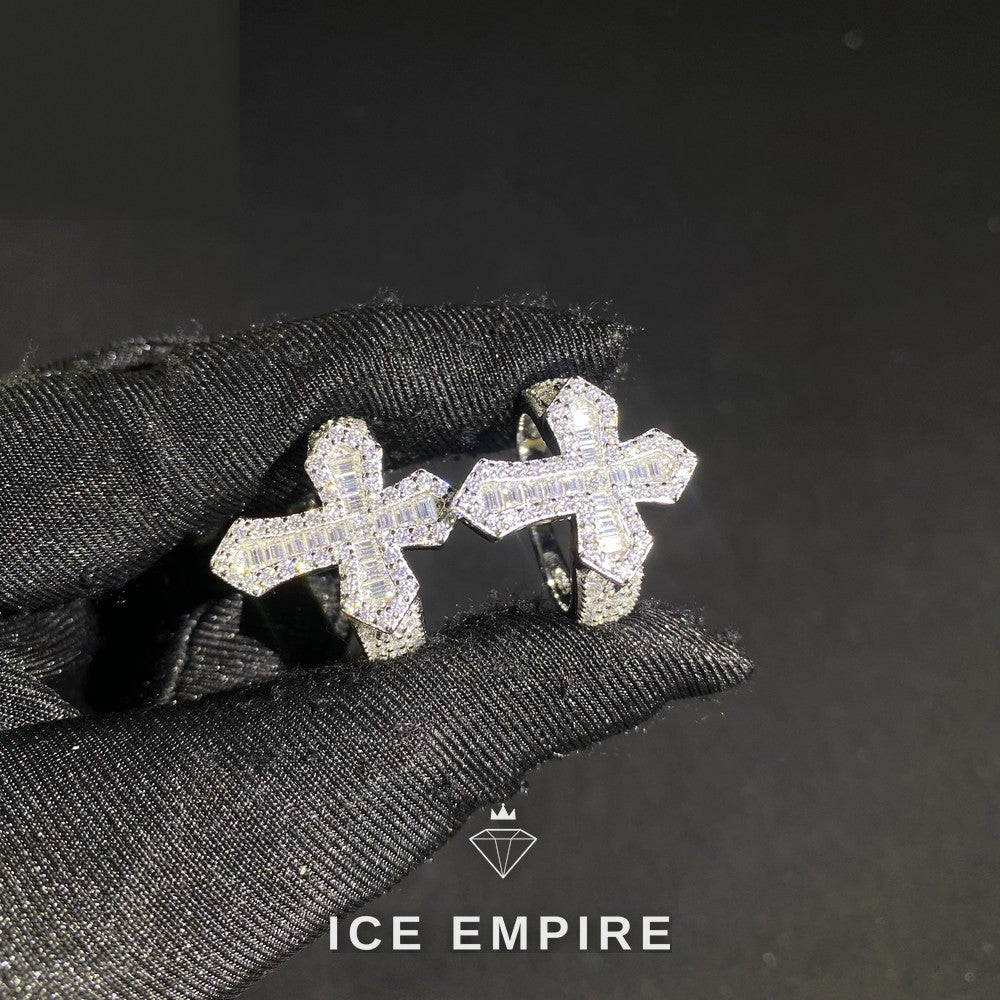 Iced Out Baguette Rose Gold Plated Moissanite Engagement Ring
