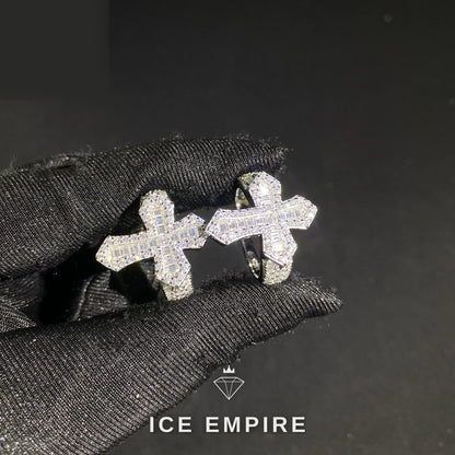 Iced Out Baguette Rose Gold Plated Moissanite Engagement Ring
