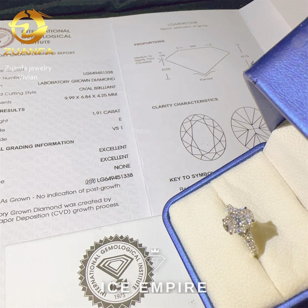 Iced Out Cluster 18K Gold Lab Grown Diamond Engagement Ring