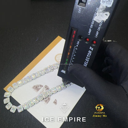 Iced Out Baguette 925 Silver Moissanite Cuban Chain
