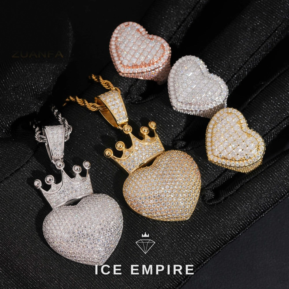 Iced Out Heart Gold Plated Moissanite Pendant