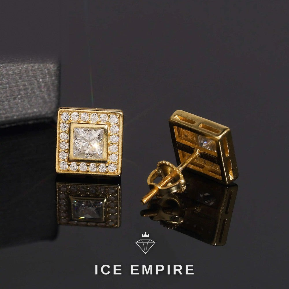 Iced Out 925 Silver Moissanite Stud Earrings