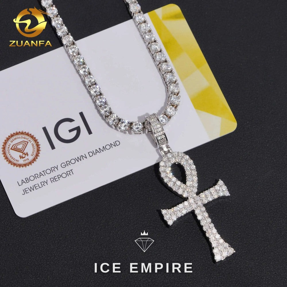 Iced Out Cross Gold Plated Lab Grown Diamond Pendant