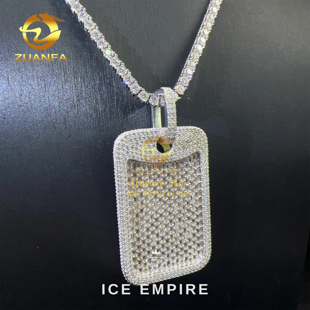 Iced Out Baguette 925 Silver Pendant