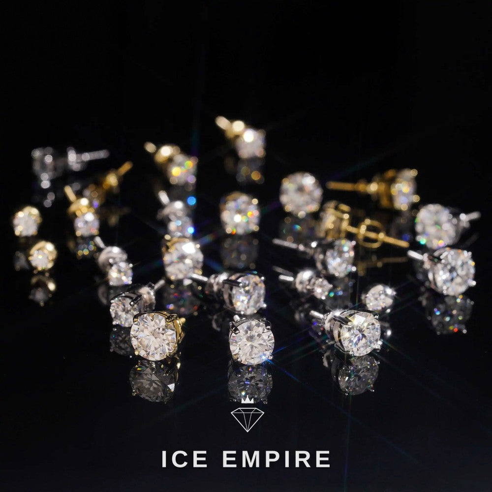 Iced Out Gold Plated Moissanite Stud Earrings