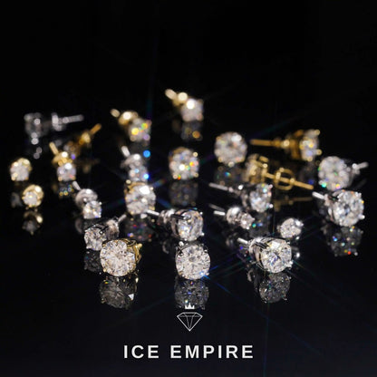 Iced Out Gold Plated Moissanite Stud Earrings