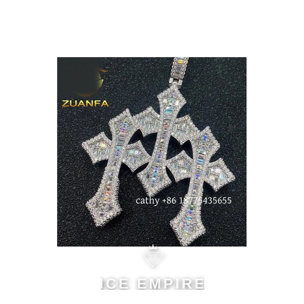Iced Out Baguette Rose Gold Plated Moissanite Pendant