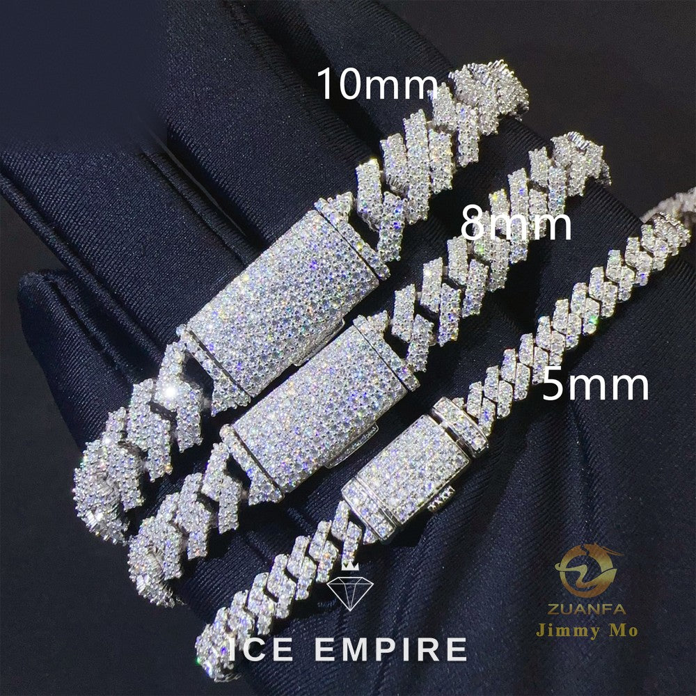 Iced Out 925 Silver Moissanite Cuban Chain