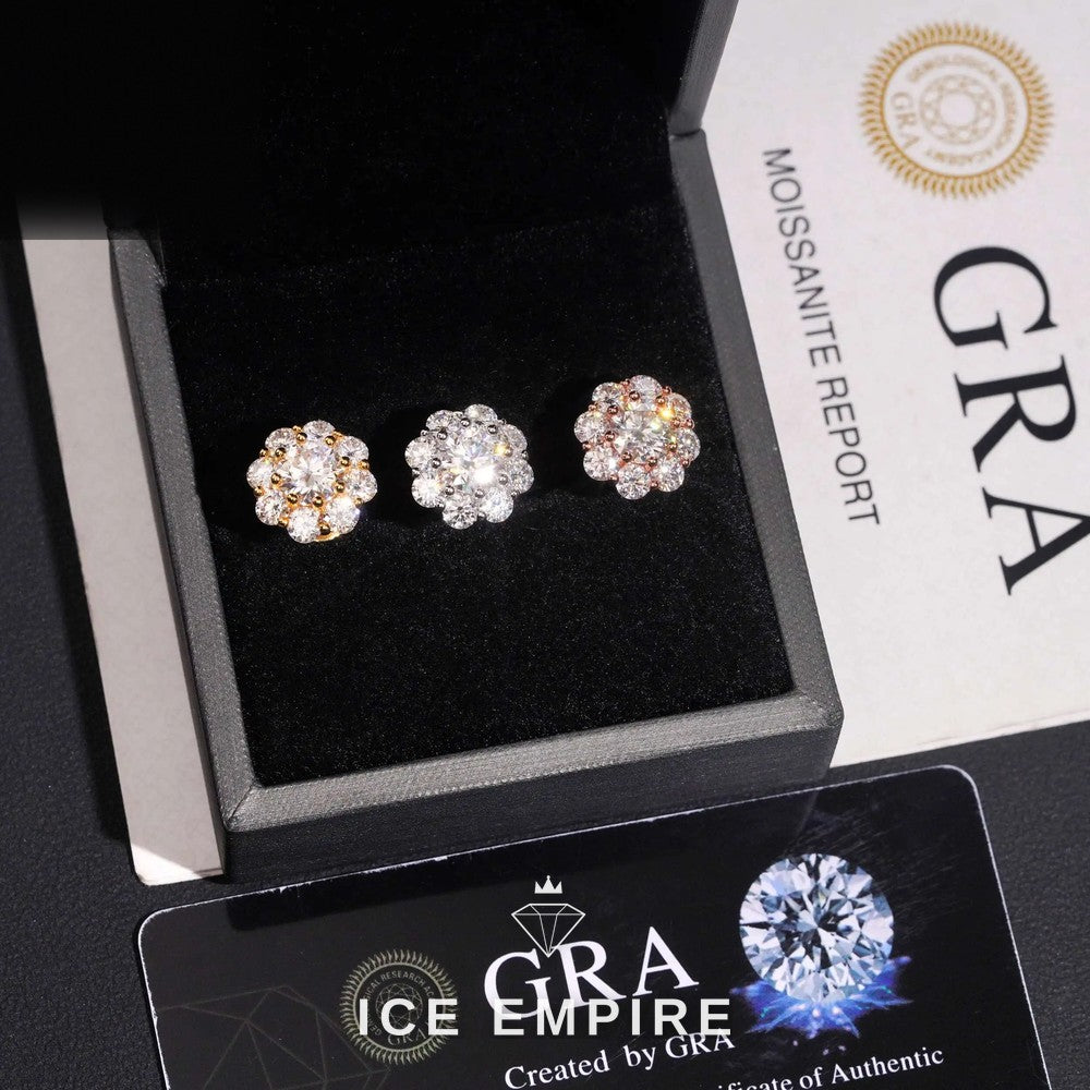 Iced Out 925 Silver Moissanite Stud Earrings