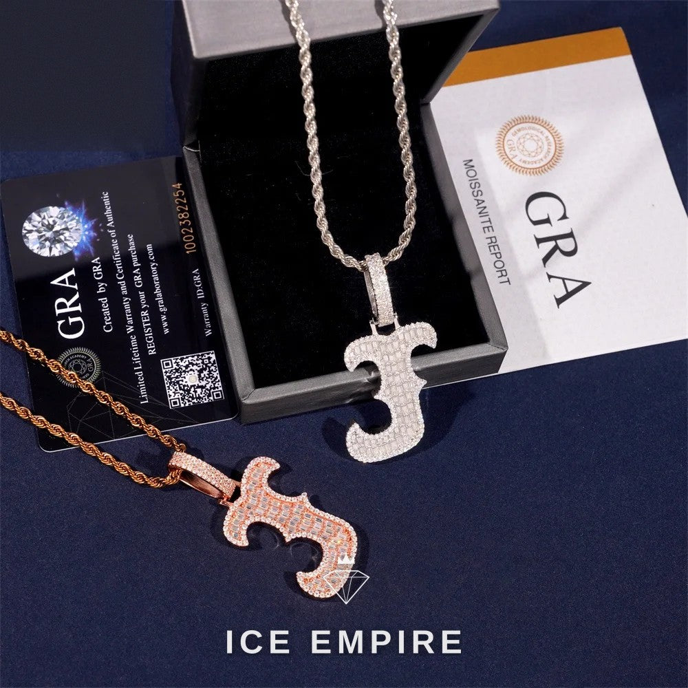 Iced Out Baguette Rose Gold Plated Moissanite Pendant