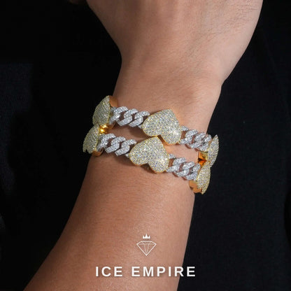 Iced Out Heart Rose Gold Plated Moissanite Cuban Chain