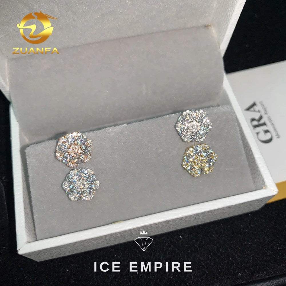 Iced Out Gold Plated Moissanite Stud Earrings