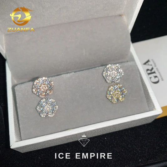 Iced Out Gold Plated Moissanite Stud Earrings