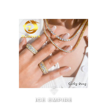 Iced Out 925 Silver Moissanite Ring