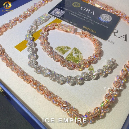 Iced Out Rose Gold Plated Moissanite Cuban Chain