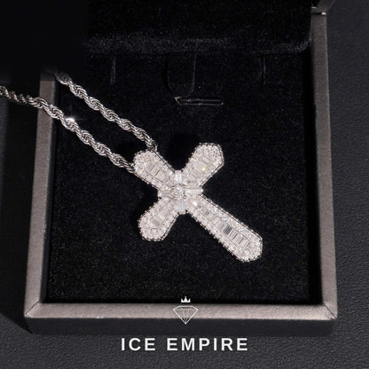 Iced Out Cross Gold Plated Moissanite Pendant