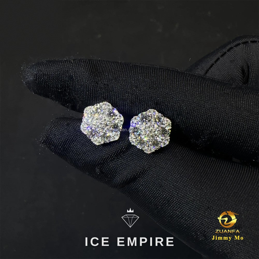 Iced Out Rose Gold Plated Moissanite Stud Earrings