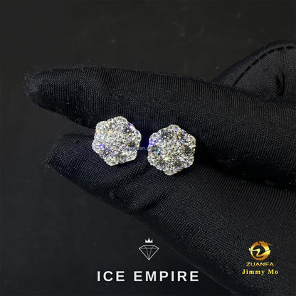 Iced Out Rose Gold Plated Moissanite Stud Earrings