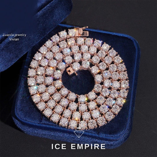 Iced Out Rose Gold Plated Moissanite Cuban Chain