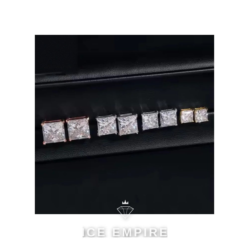 Iced Out Rose Gold Plated Moissanite Stud Earrings